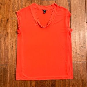 Ann Taylor Orange Sleeveless Cowl Neck Blouse Top Sz XS